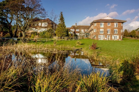 Pond in the garden of Ashridge Court Care Home