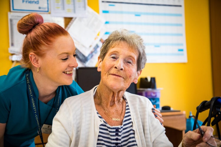 resident with caregiver