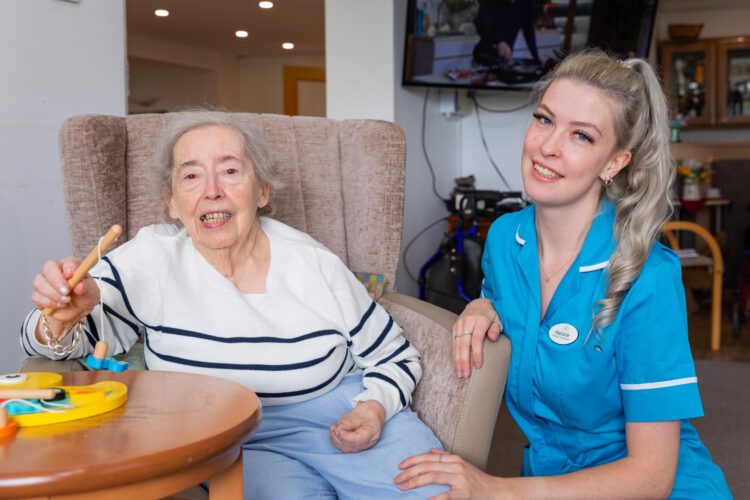 resident with carer