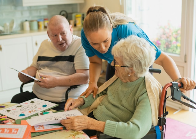 carer with two residents