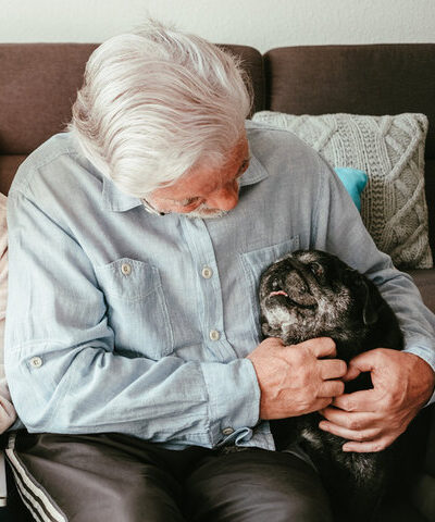 resident with dog